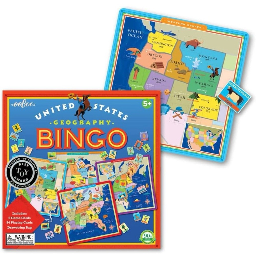 eeBoo United States Geography Bingo Educational Game, Best Toy Award, Age 5+